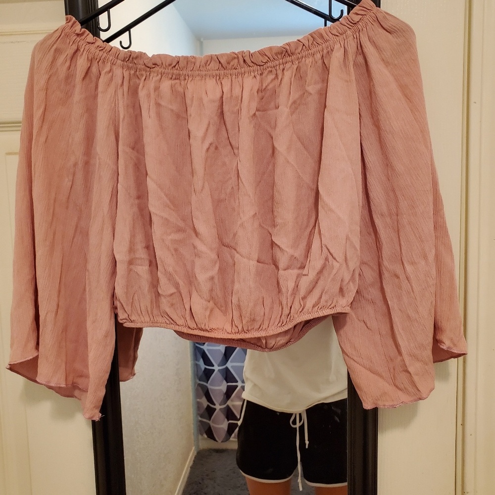 Off the shoulder crop top.